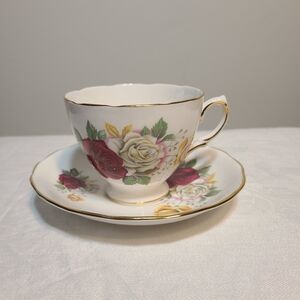 Floral Bone China Teacup and Saucer Set